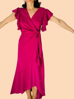 Vestido midi cruzado mangas...